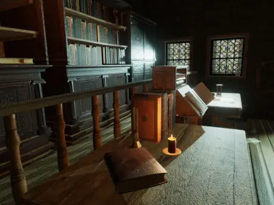Medieval Library Update Low-poly 3D model