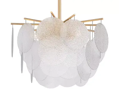 FROST B gold and glass chandelier with circular discs 3D model