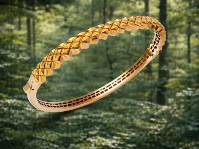LYRION  Geometric Women Gold Bangle 3D print model