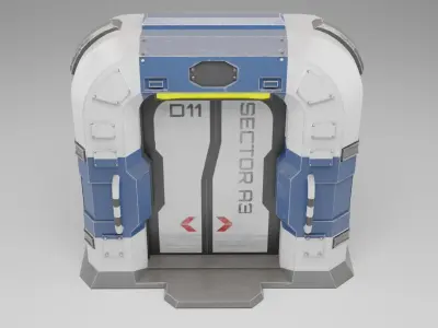Sci-Fi door PBR Low-poly 3D model