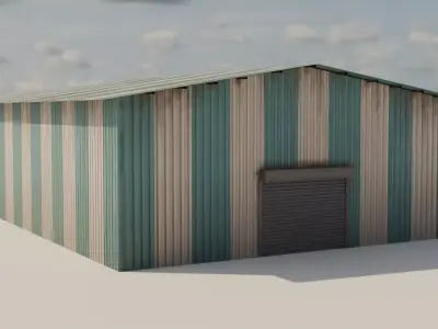 Industrial Corrugated Warehouse - PBR Game Ready Low-poly 3D model
