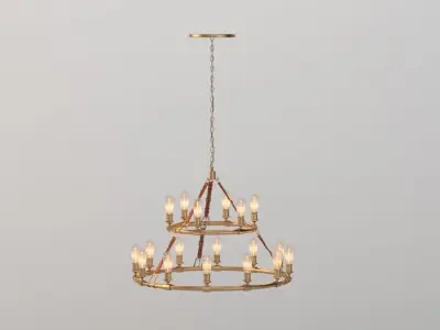 Huxley 18 Light 44 Inch Vintage Brass Chandelier 3D model