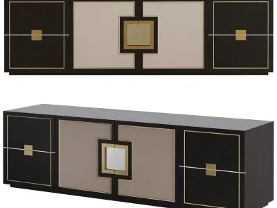  EBONY MEDIA STAND TV CABINET Low-poly 3D model