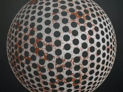 Perforated Metal Sheet PBR Seamless Texture