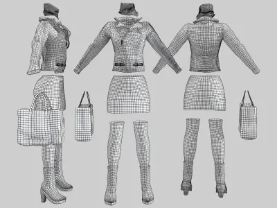 Urban Voyager Fashion Outfit Low-poly 3D model