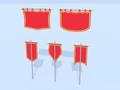 LowPoly Cartoon Banners Low-poly 3D model