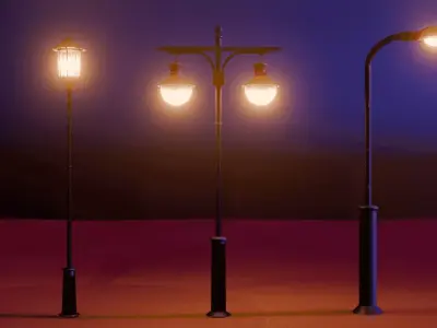 Simple Low-Poly Street Lamp Low-poly 3D model