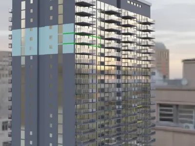 21 story Highrise building  Free 3D model