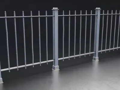 Iron Fence Section 3D Model Low-poly 3D model