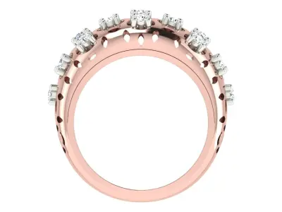 Light Weight Rose Gold Diamond Ring  -DDS RN 263 3D print model