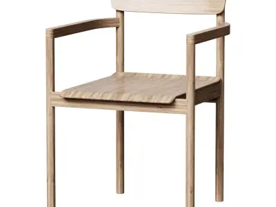 Post 3445 Armchair - Oak Light Oil 3D model