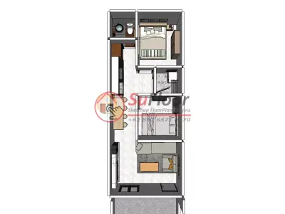 House 4x14m code 640 - Sketchup 3D model 3D model 3D model