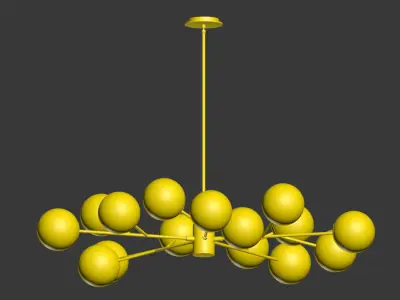 Orion 15 Light Pendant in Gold Black 3D model