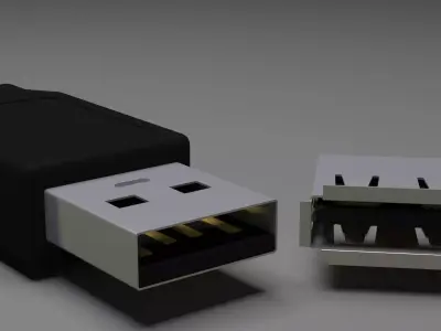 USB MODEL A MALE E FEMALE Low-poly 3D model