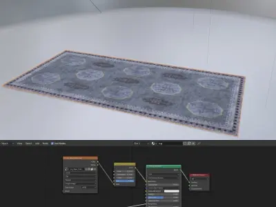 Worn Colorful Traditional Rug Low-poly 3D model