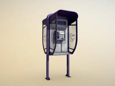 NoviSad PhoneBooth double VIOLET Low-poly 3D model