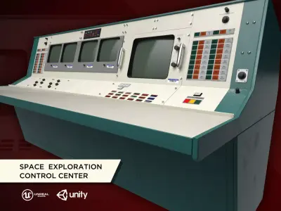 Space Exploration Control Center - Apollo Flight Controller Low-poly 3D model