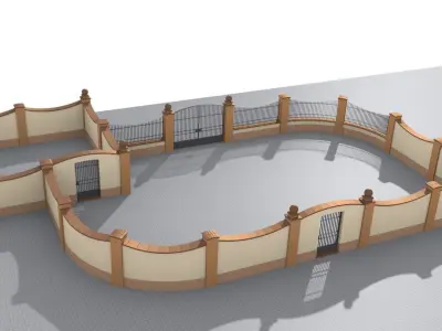 Modular fences building set 3D model
