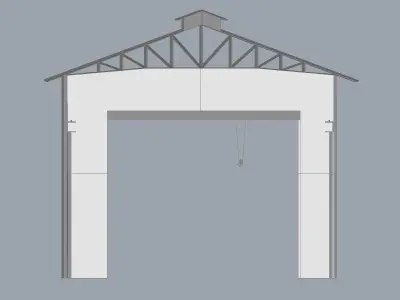 Warehouse 3 door with metal frame 3D model
