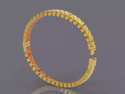 Elegant Curb Link Bracelet with Intricate Filigree Pattern  3D print model