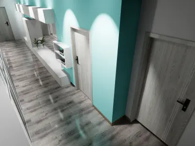 house living room with walls and furniture Free 3D model