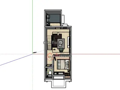 House 4x12m code 417 - Sketchup 3D model