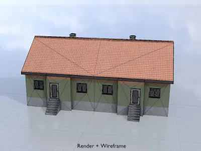 Modern multi-family house version 6 Low-poly 3D model