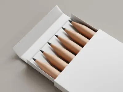 Colored pencils Low-poly 3D model