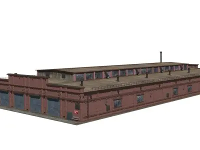 Railway depot Low-poly 3D model