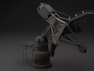 Rigged and Animated Sci-Fi Radar Antenna Low-poly 3D model