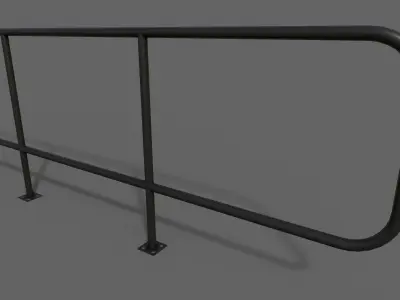 PBR Pedestrian Guard Rail Black V5 Low-poly 3D model