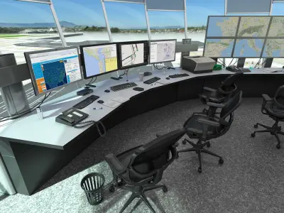  Airport Air Traffic Control Tower with Interior Generic 