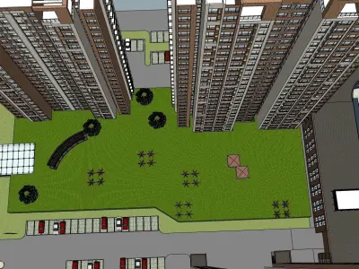 low housing systainable apartment building sketchup model  3D model
