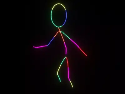 Neon Glow-stick Dance - Mesmerizing 3D Model and Animation 3D model
