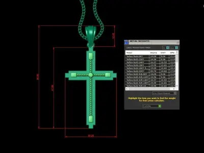 High Cross Pendant Light Gold 18K 4CP064 3D print model