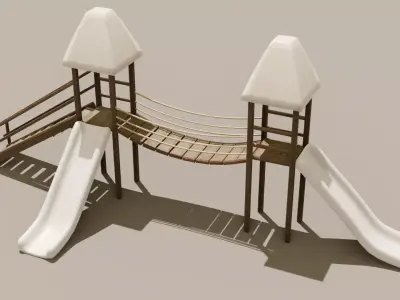 Playground castle with a slide Low-poly 3D model