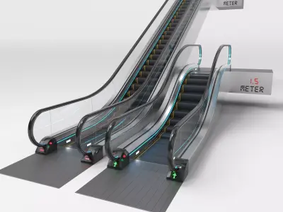 Escalator Adjustable and Rigged 3D model