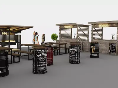 street food restaurant loft 3D model