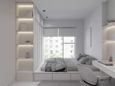 Japandi Bedroom 01 3D model