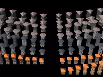 Tropical tower and pavilion pack 26A88 3D model