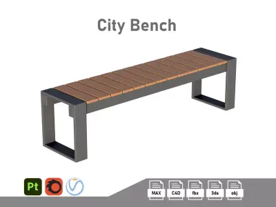 City Bench 01 Low-poly 3D model