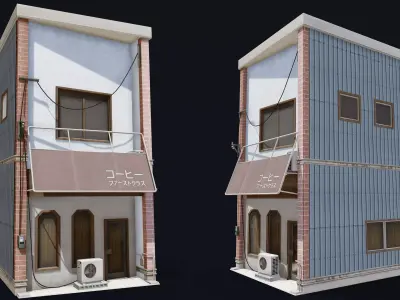 Coffee Shop of Kyoto Low-poly 3D model