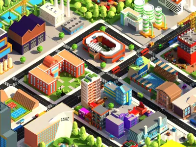 Low Poly City PACK Low-poly 3D model