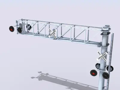 Crossing Gate Signals Low-poly 3D model