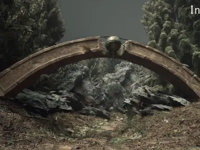 RedStone Arch with Ornaments Low-poly 3D model