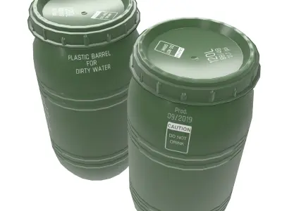 Game-ready Plastic Barrel - clean and dirty - green Low-poly 3D model