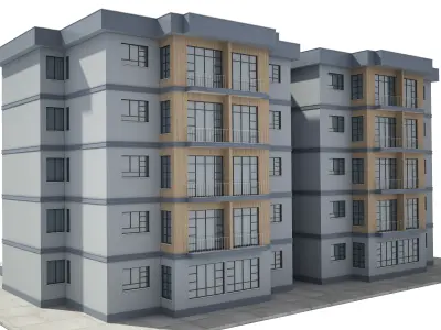 Apartment Building With Interior 3D model