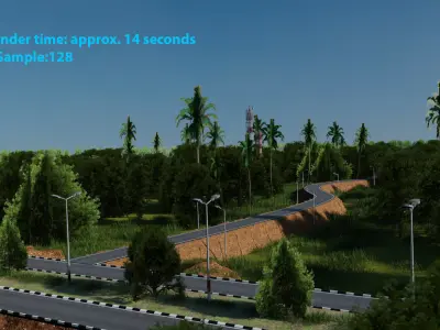 Forest Highway Road with Day-Night Simulation 3D model