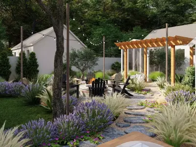 3D Exterior Scene 3D model design garden and landscape 3D model 33
