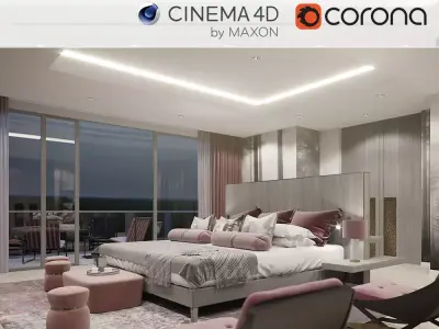 Corona - C4D Scene Files - Master Bedroom Interior 3D model
